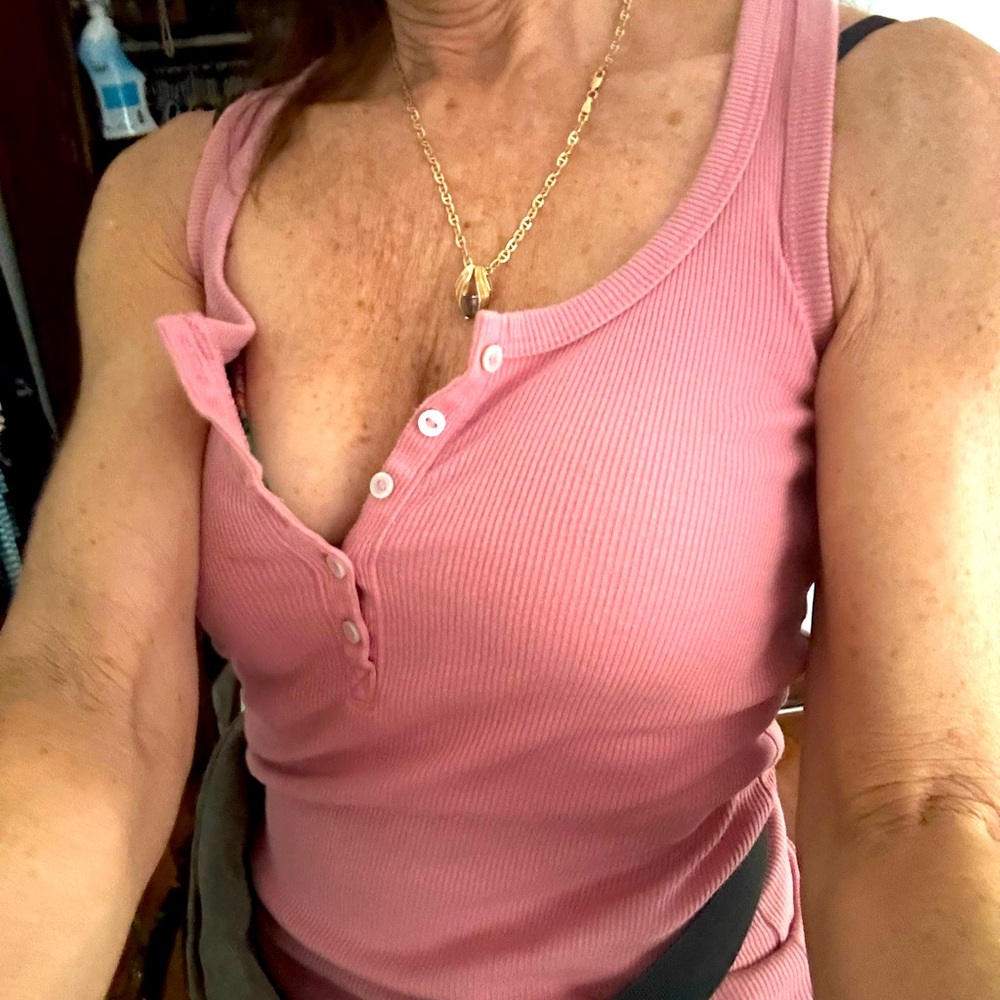 Pink Ribbed Tank Top